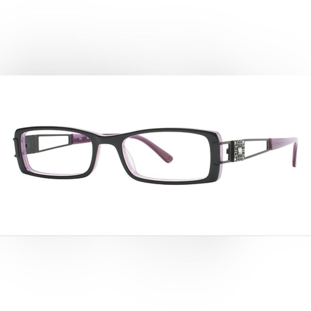 💜Vintage Rampage Black & Purple Eyeglasses & Leopard Hardshell Case - Picture 12 of 12